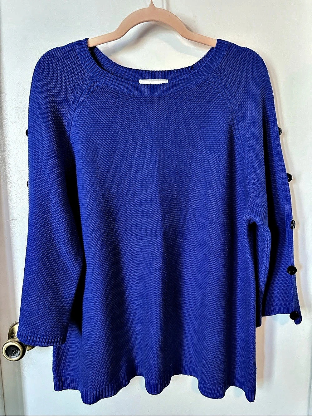 Liz Claiborne XL Cobalt Blue Button Sleeve Knit Sweater